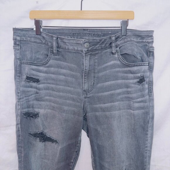 American Eagle Black Wash Denim Next Level Stretch Mid Rise Jegging Jeans - Picture 3 of 7